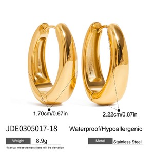 Pendientes de Aro, Resistentes al Agua, de Acero Inoxidable con Baño de Oro de 18K, Pendientes de Aro Tipo Croissant para Mujer - Product Image 4