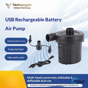 Pompe à air électrique portable en plastique noir rechargeable avec tuyau et prise pour le camping et l'utilisation en extérieur toutes saisons - Product Image 2