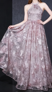 Nouvelle <span class=keywords><strong>robe</strong></span> de fille <span class=keywords><strong>rose</strong></span> et douce avec un col licou pour les robes de soirée de fête et de banquet - Product Image 3