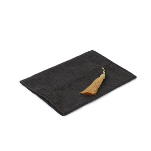 Boîte à mouchoirs en cuir de couleur unie simple, noire, grise, beige, en PVC, pour voiture, avec pochette de rangement pour mouchoirs à tirer et design à pompon - Product Image 1