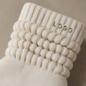 Chaussettes de yoga en tricot bulle <span class=keywords><strong>GRS</strong></span> OEKO-TEX pour femmes, texture bouffante, bord côtelé, chaussettes mi-mollet, logo personnalisé, chaussettes de créateur pour la <span class=keywords><strong>gymnastique</strong></span> - Product Image 2