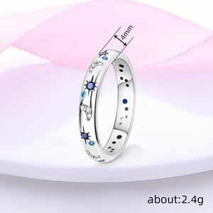 Anillo de Eternidad Constellation T0534, Plata 925, Zafiro y Diamantes con Engaste Pavé, Unisex, para Uso Diario - Product Image 4