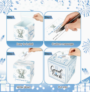 DAMAI Baby Shower <b>Decorations</b> Game Card Box Gender Reveal Party Supplies Pink Butterfly Blue <b>Elephant</b> for Reveal Party Vote Box - Product Image 6