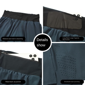 Pantalones Deportivos de Dos Piezas para <span class=keywords><strong>Hombre</strong></span>, de Cintura Alta, Secado Rápido, para Maratón, <span class=keywords><strong>Atletismo</strong></span>, Entrenamiento, Running, Fitness, Yoga - Product Image 2