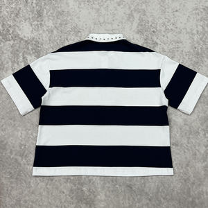 Nuevas camisetas de verano con hombros caídos y botones, camisetas recortadas a rayas con estampado personalizado, polos de gran tamaño para hombres - Product Image 4