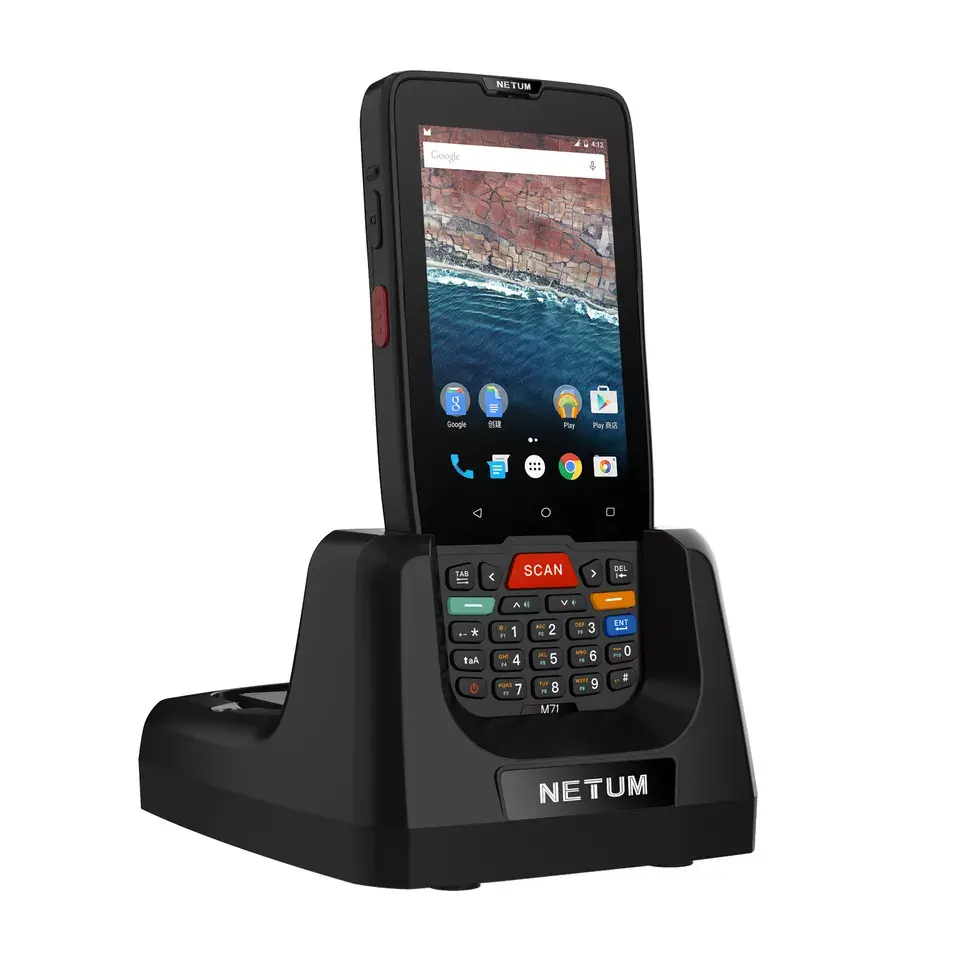 Netum IP65 điện thoại thông minh Android 9 BT 2D Máy Quét Mã Vạch PDA M71 gồ ghề dữ liệu di động thu thiết bị đầu cuối ngành công nghiệp PDA với cơ sở