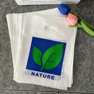 Custom Packing Biodegradable Shopping Bags LDPE Fold Over Die Cut Handle Retail Merchandise Plastic Bags