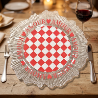 Assiettes rondes de luxe personnalisables en PP, 13 pouces, durables et réutilisables, ensemble de vaisselle de mariage de 50 pièces, motif personnalisé Woju