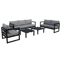Uplion-Ensemble de 5 meubles de jardin en aluminium design moderne, coussin de table et de chaise pour l'extérieur, canapé, salle à manger, tissu PU, non pliable