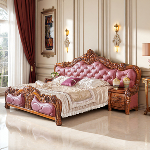 Letto matrimoniale in ebano stile europeo, nuovo letto in legno massello stile cinese per appartamento grande, con comodino da 2m e contenitore - Product Image 4