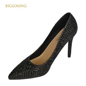 Elegantes tacones <span class=keywords><strong>de</strong></span> boda negros, diamantes <span class=keywords><strong>de</strong></span> imitación brillantes, <span class=keywords><strong>zapatos</strong></span> <span class=keywords><strong>de</strong></span> fiesta suaves acolchados para mujeres para cumpleaños, vacaciones, celebraciones, Verano - Product Image 3