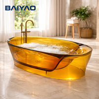 Baignoire autoportante ovale en résine transparente tendance, couleur personnalisable, pour hôtel, villa, salle de bain