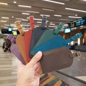 Genuine Leather Striped Luggage Tag ID Label Eco-Friendly Portable Luxury Handmade Identifiers Travel Tags for <b>Suitcase</b> Backpack - Product Image 1