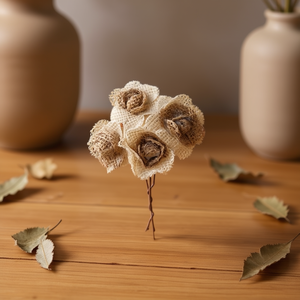 Fiori di Iuta Ilan 78mm 4 Pezzi Decorazione Floreale Essiccata - Product Image 3