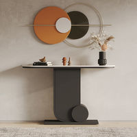 Table console en métal ultra-mince de luxe léger en pierre frittée italienne, table moderne pour salon, couloir, entrée, durable