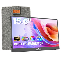 Schwarzer 15,6 Zoll Tragbarer Bildschirm 1920x1080 1200:1 Kontrastverhältnis 178° Betrachtungswinkel Wandmontierbarer Monitor für Reisen und Büro