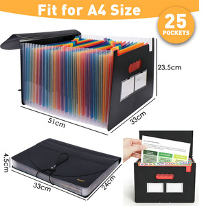 Organizador de Archivos Tipo Acordeón de Alta Calidad, Tamaño A4, 13/25 Bolsillos, Diseño Resistente, Carpeta Expandible de Plástico para Recibos, Facturas y Impuestos - Product Image 2