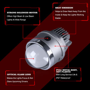 CAROLYN 3 pulgadas LED faro H11 HB3 9005 bi LED lente proyector para <span class=keywords><strong>BMV</strong></span> Honda bi LED niebla lámpara proyector lente - Product Image 5