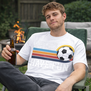 Camiseta de fútbol para hombre con la frase 'I Just Hope Both Teams Have Fun', blanca, extragrande, retro, con rayas, manga corta, informal, para aficionados al deporte, de algodón. - Product Image 3