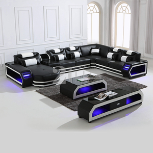 Popular Home Furniture Functional Smart Living Room Leather Sectional LED <strong>Sofa</strong> for Villa - Product Image 2
