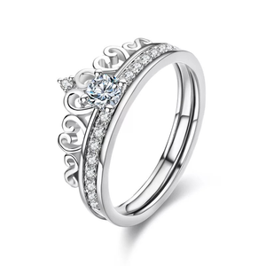 Anillo de corona versátil inspirado en la realeza, División desmontable en dos estilos para fiestas, reuniones, hecho de joyería de cobre duradera - Product Image 1