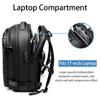Mochila de Viaje Expandible con Compresión al Vacío, Impermeable, de Oxford, para Portátil, para Viajes de Negocios, para Hombre y Mujer