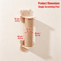 Poteau à gratter vertical mural en sisal pour chat, avec support en bois en forme de tête de chat, accessoire pour arbre à chat