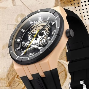 Montres MARK FAIRWHALE pour hommes 5040, boîtier en résine, cadran rotatif tendance, bracelet en silicone, montres-bracelets à quartz étanches, boîte cadeau - Product Image 2