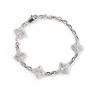 <span class=keywords><strong>Bracciale</strong></span> UWIN Piccolo con Zirconi Cubici <span class=keywords><strong>Rosa</strong></span> e Verdi, Catena a Maglie con Quadrifoglio in Zirconia Cubica 5A per Donne - Product Image 6