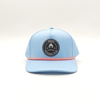 Casquette de golf OEM personnalisée en polyester avec patch en caoutchouc à 5 panneaux, découpe laser, trous, imperméable, réglable, motif Dobby, Argyle, Léopard, Pois