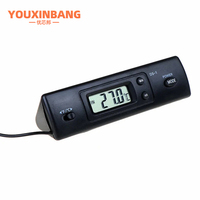 Termometer mobil DS-1, alat kontrol Sensor suhu jam C/F tampilan LCD dengan Probe untuk kendaraan mobil