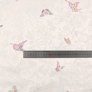 EN STOCK papillon fleur blanc imitation chanson brocart or style ancien Hanfu cheongsam Tang tissu jacquard - Product Image 3