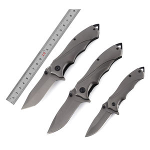 Couteau de poche pliant gris en acier inoxydable avec clip de ceinture, 3 pièces - Product Image 6