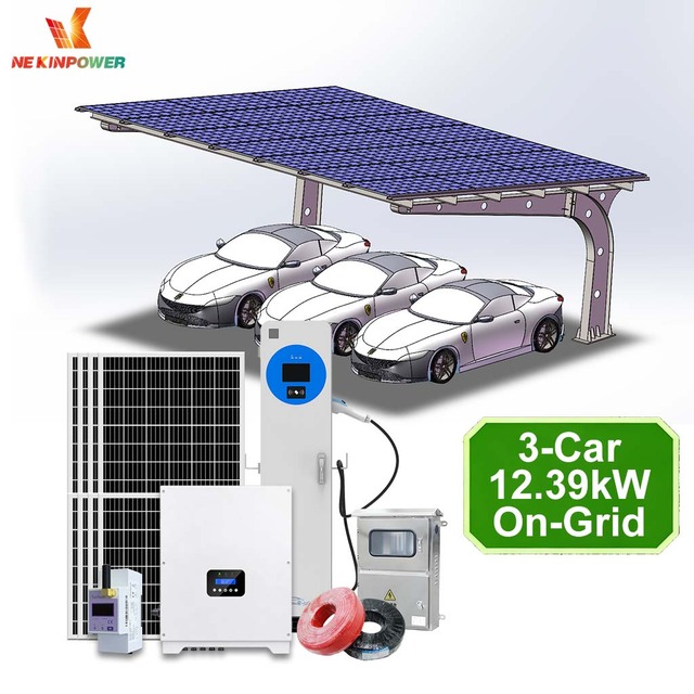 12.39KW on Grid Solar Carport 3 Car Parking Solar Canopy Mounting System