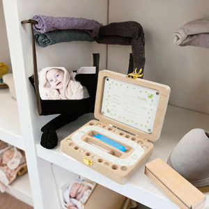 Boîte à Premiers Dents en Bois pour Bébé Nouveau-né, Organisateur <span class=keywords><strong>de</strong></span> <span class=keywords><strong>Lait</strong></span> et <span class=keywords><strong>de</strong></span> Nombril, Souvenir pour la Première <span class=keywords><strong>Dent</strong></span> du Bébé - Product Image 3