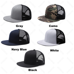 Gorra deportiva de poliéster con logotipo personalizado, visera plana de Hip Hop, parche bordado, malla, camionero, 6 paneles - Product Image 2