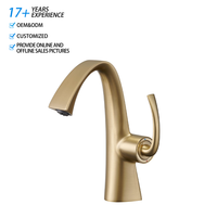 Robinet de lavabo thermostatique moderne en laiton brossé doré à poignée unique avec cartouche céramique à montage sur plan