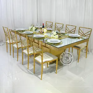 Sophisticated Stainless Steel Banquet Table for Wedding Reception and Dining