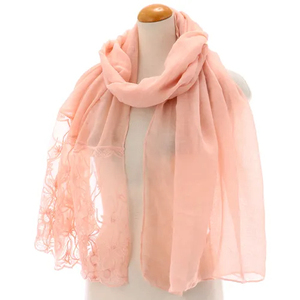 Nouveau turban en polyester uni pour femme avec broderie de fleurs, écharpe en dentelle, châle - Product Image 4