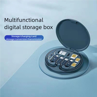 Caja de Almacenamiento Digital 6 en 1 con Soporte Creativo para Teléfono, Incluye Expulsor de Tarjeta SIM y Ranuras para Tarjetas, Carga Portátil/Transferencia de Datos/Almacenamiento