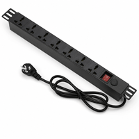 Barre d'alimentation PDU 19 pouces 1U 8 voies à montage en rack, options de prises multiples, normes UK EU US pour armoire de serveur et réseau