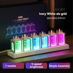 RGB Digitaluhr Farbwechsel Retro Modern Desktop Pseudo Glow Tube Clock Industrielle Punk Dekoration Geschenk - Product Image 2