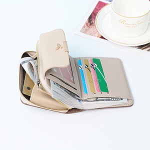 Wholesale New Fashion <b>Ladies</b> Luxury RFID <b>Wallet</b> Purses PU Coin Purse Open Closure Short Thread Pattern Polyester for Women - Product Image 4