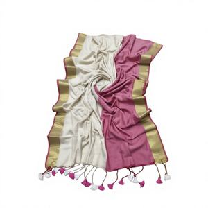 Sari en coton cardé Khadi, écologique, séchage rapide, tissé imprimé, robe croisée légère pour filles/femmes, mariage/occasions spéciales 370 - Product Image 1