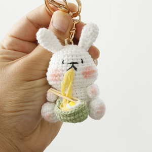 Porte-clés en tricot animalier, breloques de sac, pendentif <span class=keywords><strong>lapin</strong></span> mignon Kawaii <span class=keywords><strong>pour</strong></span> sac à dos et sac à main, cadeau fait main, porte-clés <span class=keywords><strong>lapin</strong></span> au crochet - Product Image 2