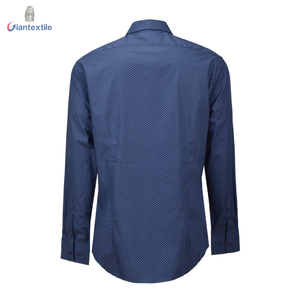 Camisa de <span class=keywords><strong>hombre</strong></span> de gama alta Estampado <span class=keywords><strong>normal</strong></span> Buen sellado Estampado de puntos azul oscuro Camisa de manga larga Gent para hombres - Product Image 2