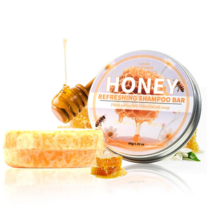 Barra de champú refrescante Honey, 60g, jabón con aceite esencial extraído de plantas, hidratante para todo tipo de cabello - Product Image 4