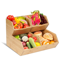 Lot de 3 boîtes de rangement empilables en bambou pour cuisine, rondes, multifonctionnelles, pour garde-manger domestique, vente en gros