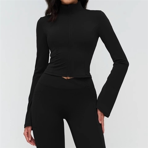 Nueva Parte Superior Deportiva Personalizada para Mujer, de Yoga, con Cremallera, Corte Acampanado, Sensación de Segunda Piel, Cuello Alto, Manga Larga, para Actividades al Aire Libre - Product Image 5