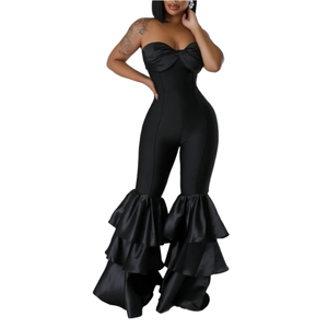 ชุดจั๊มสูทผ้าชิฟฟ่อนประดับพู่สำหรับผู้หญิงชุดออกงานแบบมีซิปด้านหลังเซ็กซี่เข้ากับเสื้อผ้าแฟชั่นพองๆ - Product Image 1